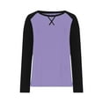 thumbnail image 6 of Lenpel Women's Plus Size Tops Trendy Long Sleeve Crew Neck Color Block T Shirts Soft Casual Tees Loose Tunic Blouses(Purple,Large), 6 of 6