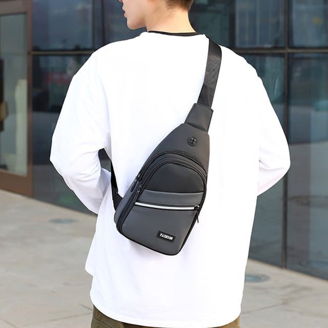 Bolso bandolera para hombre y mujer con correa ajustable para el hombro, orificio para auriculares, tela Oxford resistente al agua, mochila compacta para viajes al aire libre y senderismo
