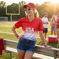 thumbnail image 4 of USA 2026 Soccer Cup V-Neck Jersey for Men, Short Sleeve Football Kit Shirt with Red White Blue Gradient & "USA" Print, Breathable Athletic Uniform Top, Lightweight Fan Gear, 1 PC Red XL, 4 of 8