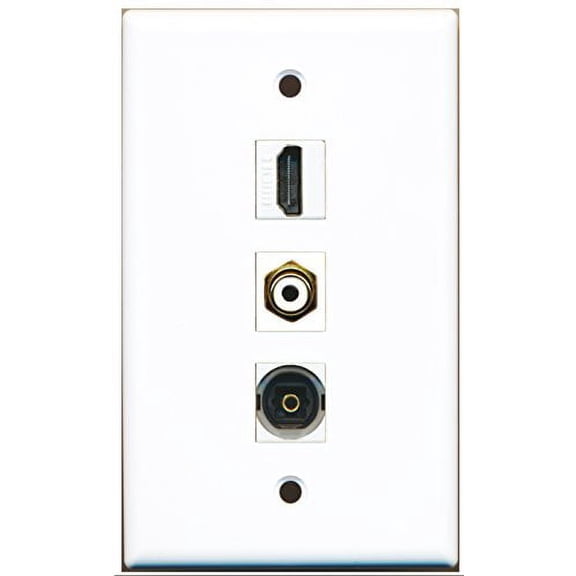 RiteAV - 1 Port HDMI and 1 Port RCA White and 1 Port Toslink Wall Plate
