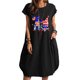 thumbnail image 1 of Vestido suelto informal de manga corta con bolsillo y cuello redondo con estampado del Día de la Independencia de algodón y lino de verano para mujer Fridja  qw4397, 1 of 4