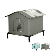 Outdoor Cat House Stray Cat Shelter Elevated Feet Protection Portable Warm House Tent for Winter Outside Community Barn Blue S