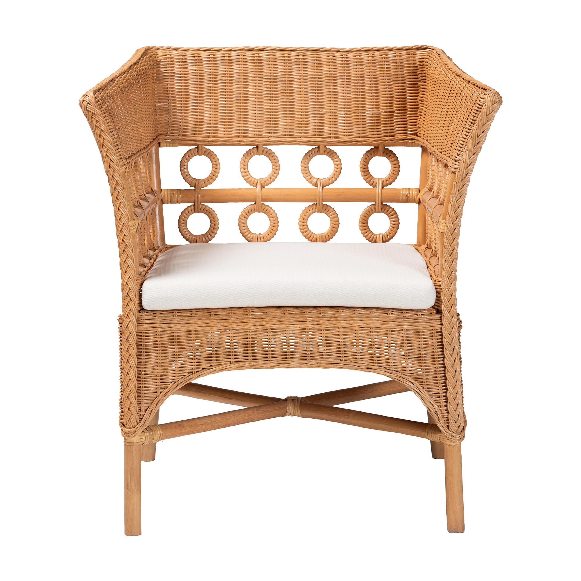 bali & pari Oxford Boho Arm Chair, Light Honey