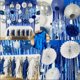 thumbnail image 4 of Set de decoración de fiesta azul marino, blanco y plata, 46 piezas, 4 of 7