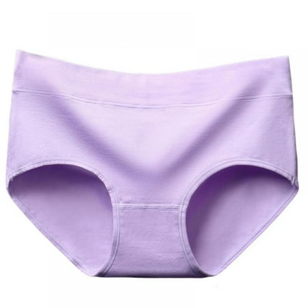 

Baywell Womens Underwear Mid Waist Full Coverage Breathable Cotton Ladies Briefs Hipster Panties for Women Purple M