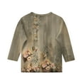 thumbnail image 4 of LTTVQM 3/4 Sleeve Shirts for Girls Fall Trendy Floral Graphic Casual T-Shirts Basic Crew Neck Blouses Tween Girls Tops Gray 5-6 Years, 4 of 4