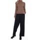 thumbnail image 2 of Blusa de suéter de cuello alto para mujeres, de manga larga, de punto acanalado, top pullover, color marrón, 2 of 6