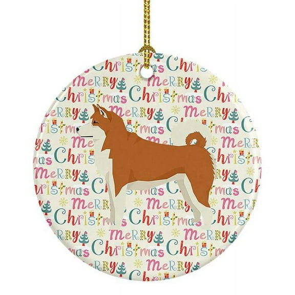 Akita Merry Christmas Ceramic Ornament 2.8 in x 2.8 in