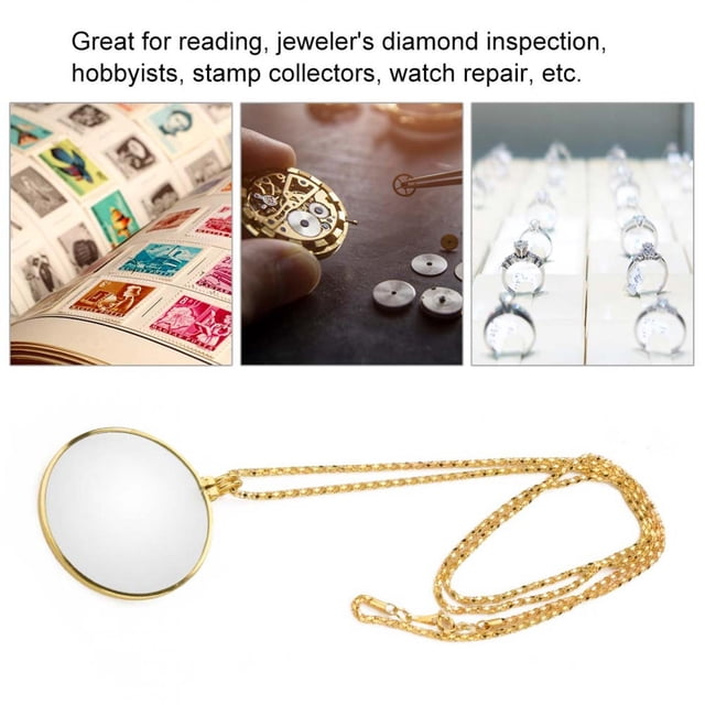 Necklace Magnifying Glass Loupe, Jewelry Magnifier Alloy Material Magnifier Reading Magnifier For Reading For Jeweler Gems