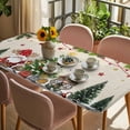 thumbnail image 3 of Beige Christmas Table Cloths for 4 Foot Rectangle Tables, Gnomes Xmas Tree Snowflake Winter Gifts Rustic Patio Waterproof Elastic Fitted Tablecloths, Washable Rectangular Table Cover for Camping, 3 of 8