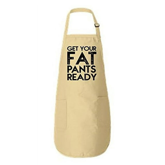 Get Your Fat Pants Ready Full-Length Apron with Pockets Natural One Size