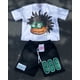thumbnail image 4 of Conjunto de dos piezas de camiseta holgada de gran tamaño y pantalones cortos para gimnasio para hombre, camisetas de algodón con estampado de dibujos animados, traje Harajuku, pantalones cortos depor, 4 of 5