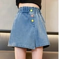 thumbnail image 5 of Tfken Toddler Teen Girls Denim Shorts Trendy Summer Elastic Waist Blue Jeans Shorts Size 6-7 Years, 5 of 9