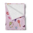 thumbnail image 2 of Princess Soft Flannel Fleece Throw Blanket, Girls Illustration with Fashion Accessories and Makeup Lollipop Flower Print, Cozy Plush for Indoor and Outdoor Use, 70" x 90", Multicolor, by Ambesonne, 2 of 5