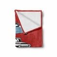 thumbnail image 2 of Truck Soft Flannel Fleece Blanket, Vintage Pickup Vehicle Designs on Abstract Ruby Background Inner City Transport, Cozy Plush for Indoor and Outdoor Use, 50" x 70", Ruby Blue White, by Ambesonne, 2 of 6