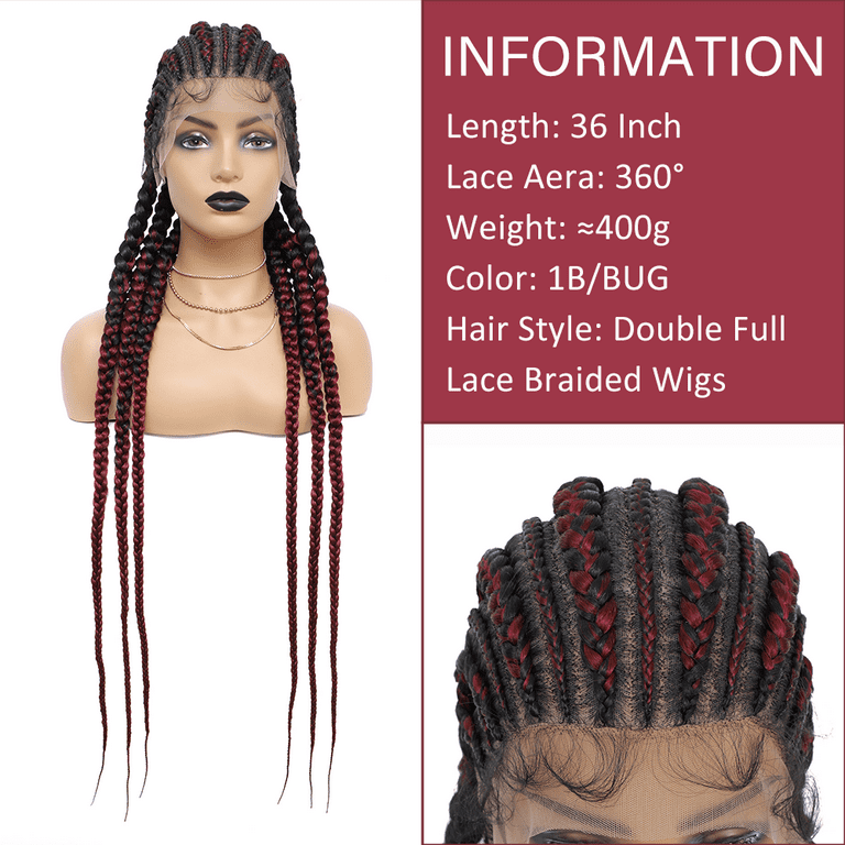 Braidedwig, Knotless Braids,braided Lace Wig for Black Women
