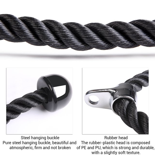 Tricep Rope Heavy Duty Abdominal Crunches Cable Pull Down Laterals Biceps Muscle Training Fitness Body Building Gym Pull Rope