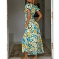 thumbnail image 3 of SMihono Robe Bohème d'Été pour Femmes Grande Taille Robe d'Été pour Femmes Imprimé Romantique Français Tempérament Douce à Manches Courtes, 3 of 8