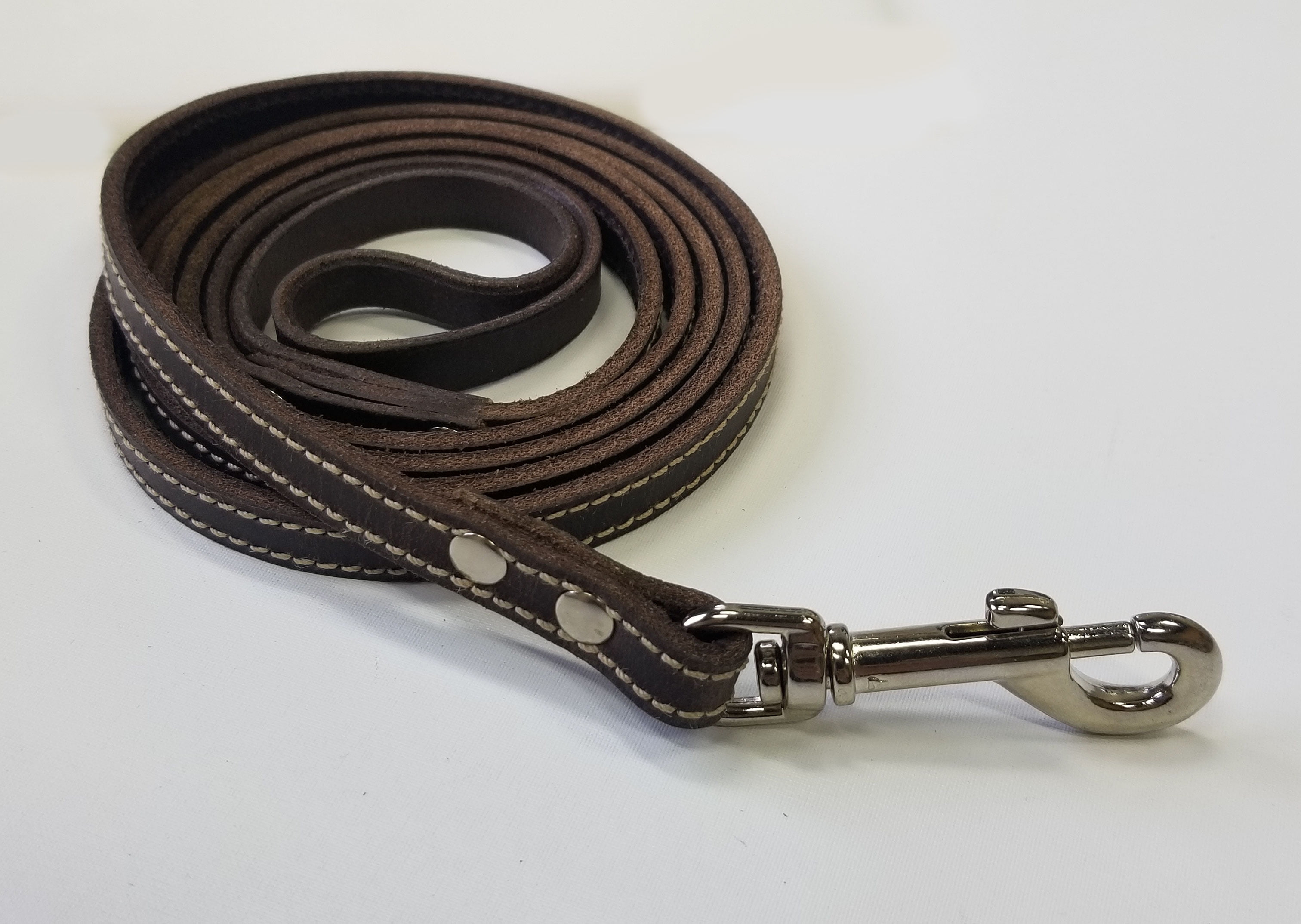 6 Foot Brown Leather Dog Leash 1/2" wide