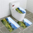 thumbnail image 1 of ABPHQTO Prados alpinos llenos de flores silvestres y montañas nevadas Juego de alfombras de baño de 3 piezas Alfombra de baño Alfombra de contorno y tapa de inodoro, 1 of 2