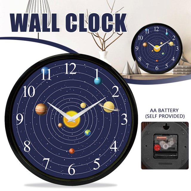 Universe Clock Creative Non-Ticking Planet Wall Clock for Home Living Room。,