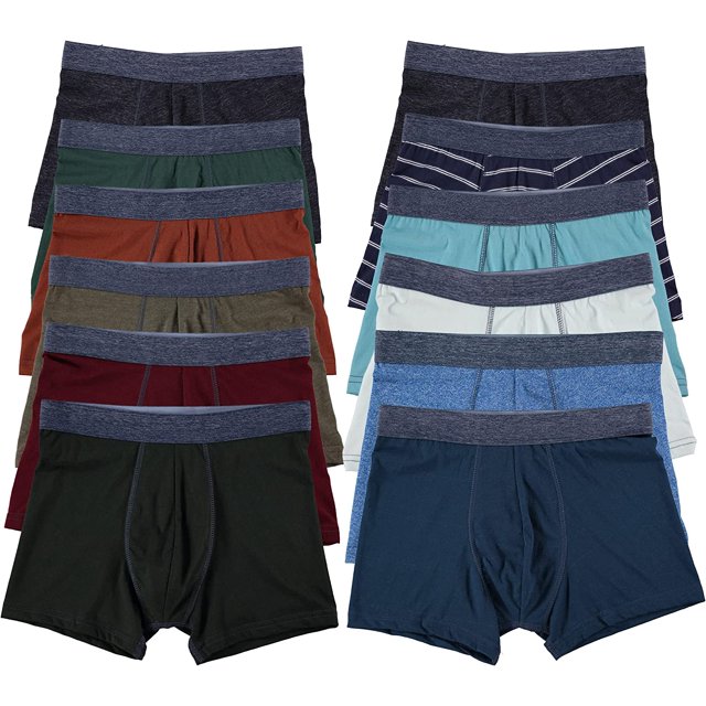 12 Pack of Mens Boxer Briefs Underwear Bulk, 100 Cotton, Soft, Comfortable, Assorted Colorful