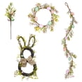 thumbnail image 2 of Easter Bunny Spring Wreath with Ribbon Bow Easter Eggs for Front Door Wall Decoration Easter Rabbit Garland with Colored Eggs Berries Colorful Egg Spring Vine Door Decor, 2 of 12