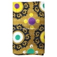 thumbnail image 3 of Handmade Kantha Quilt, Floral Pattern, Mustard Yellow with Purple and Green Accents Size ( King 108" x 108" ), 3 of 5