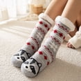 thumbnail image 4 of Sherpa Lined Floor Socks For Women, Indoor Slipper Socks, Plush Fleece Home Socks, Non Slip Grip Lounge Cabin Socks, Cozy Warm Winter Socks, Cute Animal Print Non Skid Bottom Socks, Gift Socks, 4 of 5