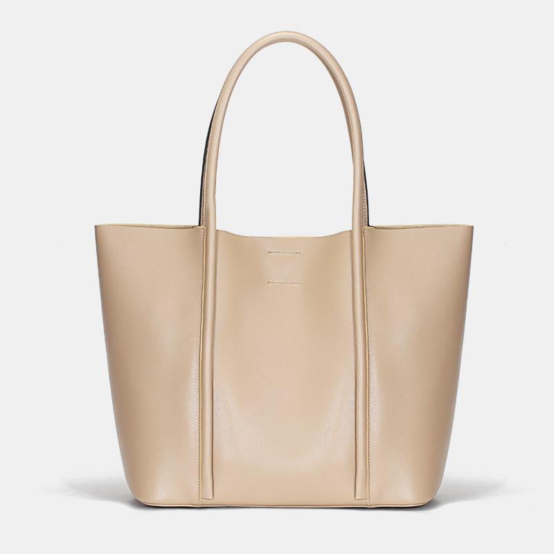Handbags for Women Soft Leather Large Tote Bag Ladies Handbag Shoulder Crossbody Bag Makeup Bag 3pcs Set Beige 
