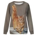 thumbnail image 4 of Moda mujer primavera Animal impreso manga larga cuello redondo Casual Tee Tops blusa Pompotops FGAJ661, 4 of 5