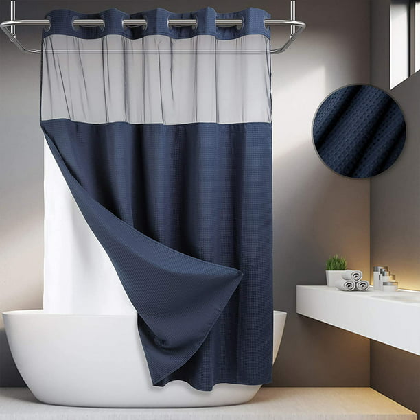 No Hooks Required Waffle Weave Shower, Hotel Waffle Weave Shower Curtain