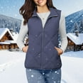 thumbnail image 3 of Otntypg Women's Quilted Vest Fall Winter Lightweight Casual Stand Collar Full Zip up Padded Gilet Sleeveless Down Jackets Coats Outwear with Pockets Navy XL, 3 of 8