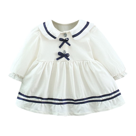 Mercatoo 6M to 3Y Birthday Dress for Girl Kids Spring Long Sleeve Lapel Bowtie 𝐂artoon R𝐚bbit Photo Soft Autumn Dress