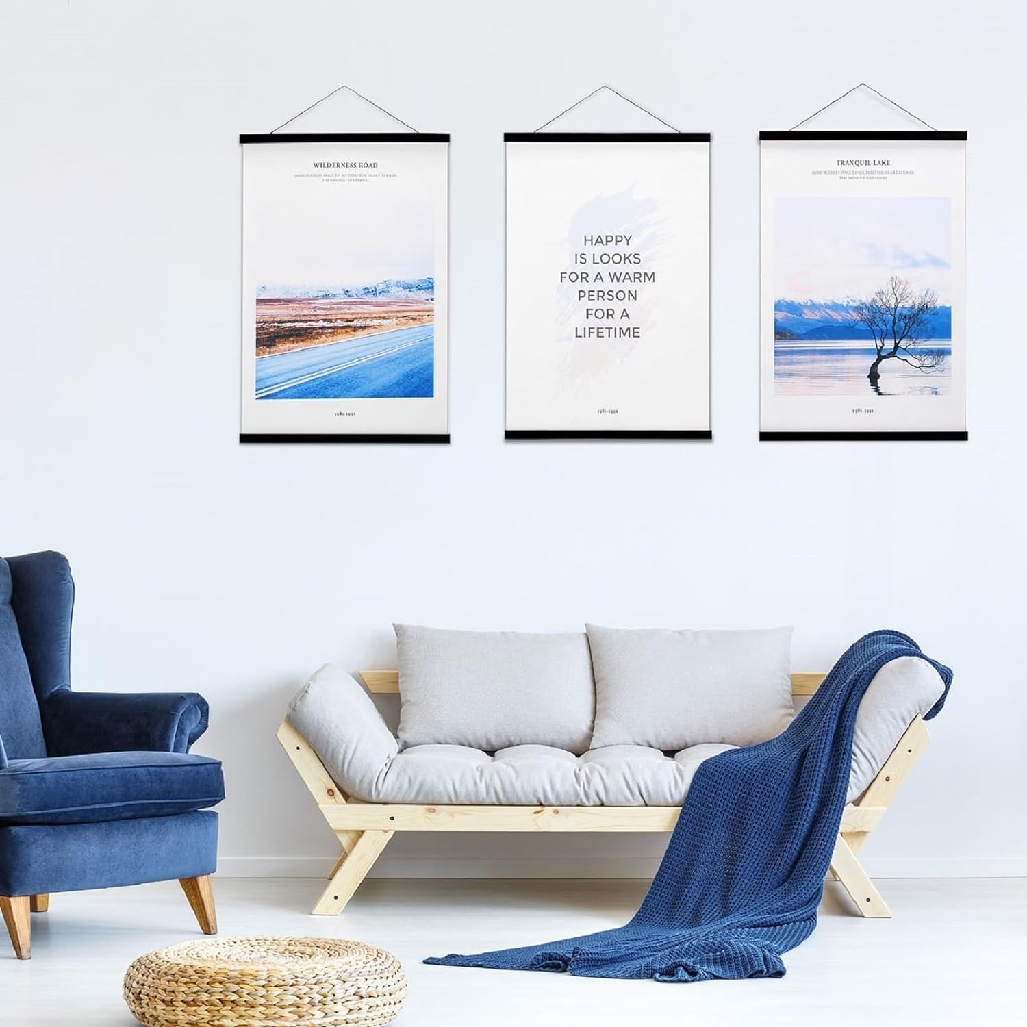 RGHJAR-2 Pack Magnetic Poster Hanger Frame, 14x22 14x20 14x24 Magnet Poster Frame Hangers for Hanging Posters, Prints, Photos, Pictures, Maps, Scrolls, and Canvas Artwork (Black, 14")