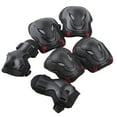 thumbnail image 1 of Yuarrent 6 unids/set hombres mujeres patinaje equipo de protección conjunto monopatín hielo rodillo coderas protector de muñeca niño Ropa Deportiva, Zapatos negro rojo S, 1 of 6