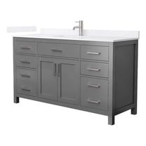 Beckett 60" Dark Gray Single Vanity & White Quartz Top (1-Hole) & Nickel Trim