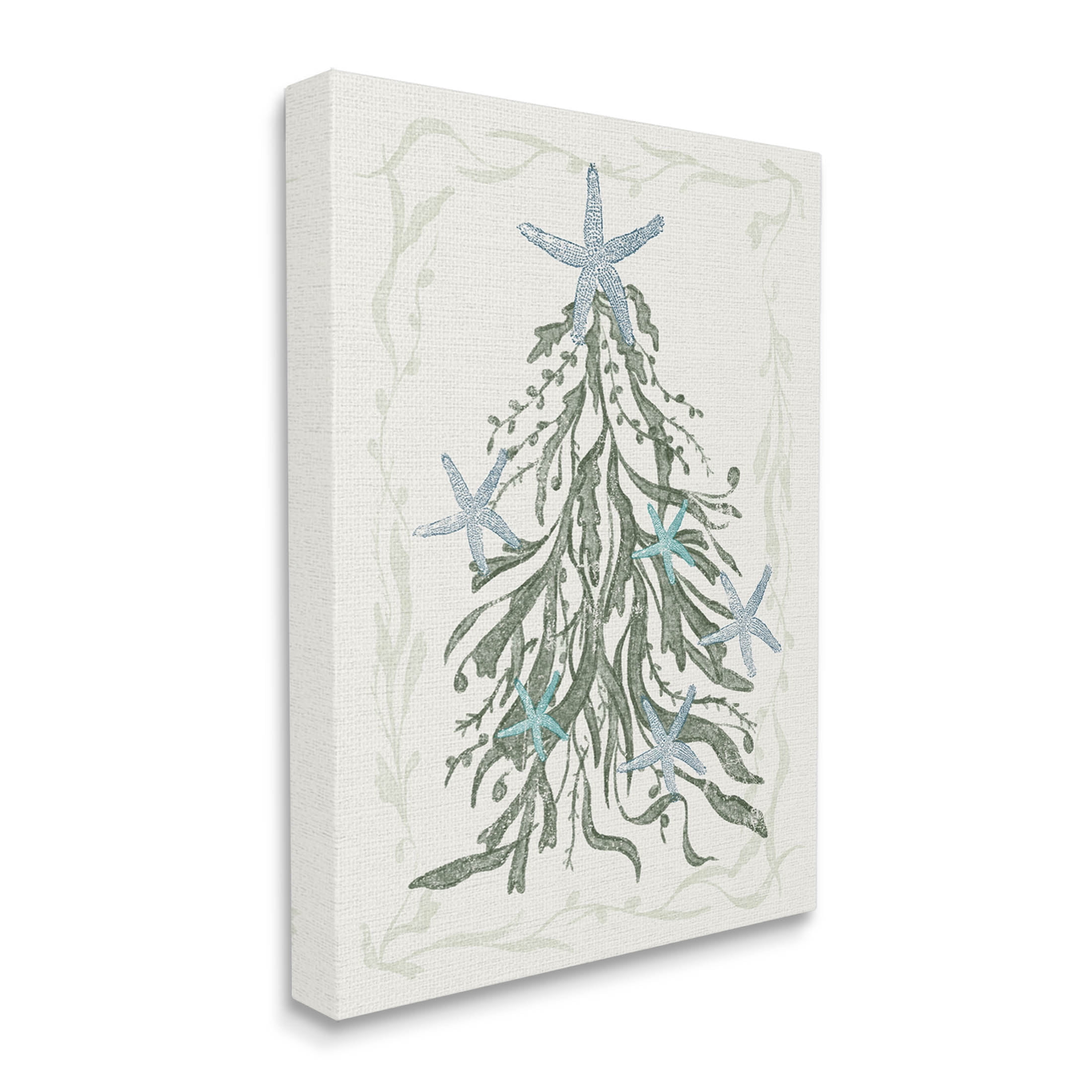 Nautical Christmas Tree Sea Life Holiday Graphic Art Gallery Wrapped Canvas Print Wall Art