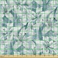 thumbnail image 2 of Ambesonne Cottage Floral Fabric by the Yard Upholstery, Greenery Leaves Art, 1 Yard, Teal Off White and Pale Grey, 2 of 5