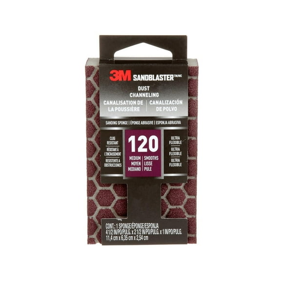 3M™ SandBlaster™ Ultra Flexible Sanding Sponge 20908-120-UFS, Dust Channelling, 120 Grit