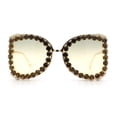 thumbnail image 3 of Womens Large Rhinestone Show Light Rim Trim Metal Rim Butterfly Sunglasses Gold - Black Yellow, 3 of 8