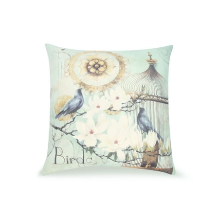 Pal Fabric Blended Linen Flower Square 18x18 Bird Cage Flower Pillow