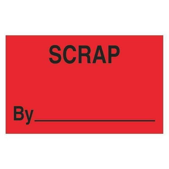 Tape Logic DL1166 1.25 x 2 in. - Scrap By Fluorescent Red Labels - Roll of 500