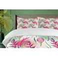 thumbnail image 3 of Ambesonne Exotic Duvet Cover Sets, Tropic Flowers Paint Blots, 2-King, Magenta Fern Green, 3 of 6