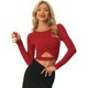 thumbnail image 1 of Disfraz de Navidad para mujer Tops con purpurina Twist Manga larga Recortada en la parte delantera Slim Fit Crop Top rojo XS, 1 of 5