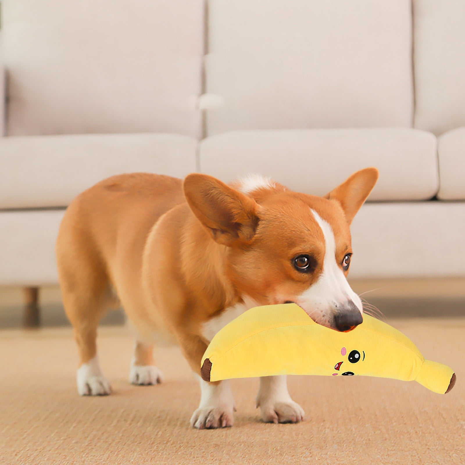 Dog Toy Squeaky Banana Shape Cute Pet Accessories Interactive Plaything for Cats Puppies Indoor Activity