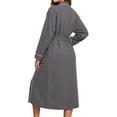 thumbnail image 5 of UVN Long Robes for Women Long Sleeve Kimono Bathrobe Waffle Knit Wrap Robe Soft Cozy Lightweight Sleepwear Nightgown with Pockets, 5 of 9