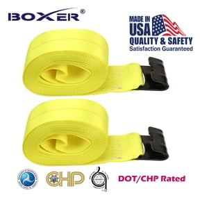 Boxer (2) DOT Reflective 4" X 30' Winch Straps w/ Flat Hook Flatbed Truck Trailer Tie Down 5400 LB US Made