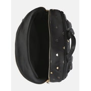 MNYC Womens Chain Pocket Dome Backpack Black Metallic
