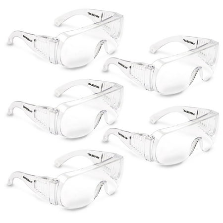

SAFEGEAR Over-The-Glasses Safety Glasses 5-pk. - Anti-Fog & Anti-Scratch Safety Glasses for Men & Women Clear Frame - ANSI Z87.1 Compliant Lightweight Comfortable
